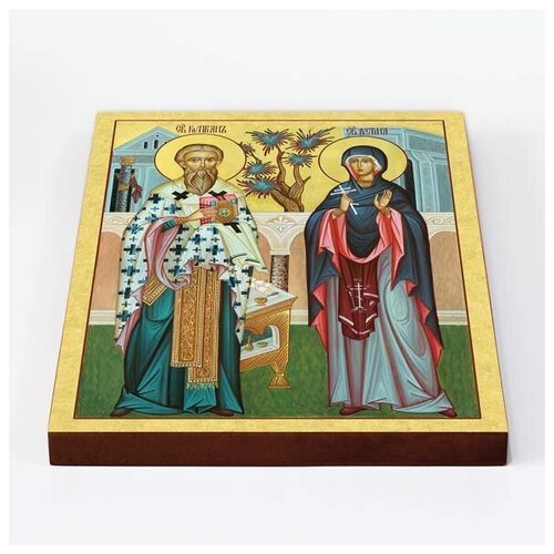 Священномученик Киприан и мученица Иустина, икона на доске 20*25 см священномученик киприан и мученица иустина икона на доске 8 10 см