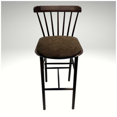 Стул барный деревянный с мягким сиденьем обивка ткань для кухни гостиной Такер(мягкий)барный/Тон-6Венге/Happy.230