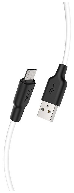 USB Hoco X21 Plus Silicon Micro (L=2м) черный с белым