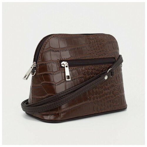 фото Кросс-боди, отдел на молнии, наружный карман, длинный ремень, цвет светло-коричневый textura