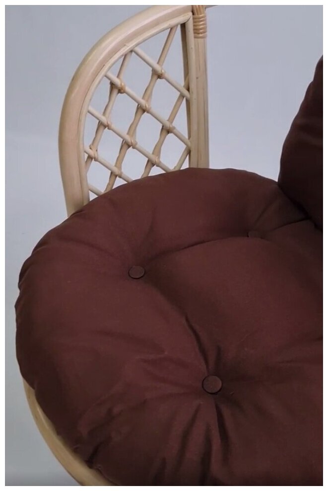 Кресло из натурального ротанга с кофейной подушкой Багама, цвет натуральный - фотография № 5