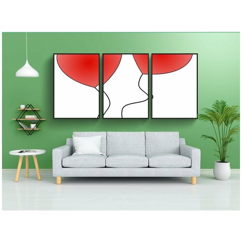 фото Набор модулных постеров для интерьера "сердце, сердца, воздушные шары" 60x90 см. в тубусе, без рамки lotsprints