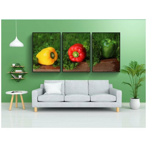 фото Набор модулных постеров для интерьера "перец, три цвета, витамины" 60x90 см. в тубусе, без рамки lotsprints