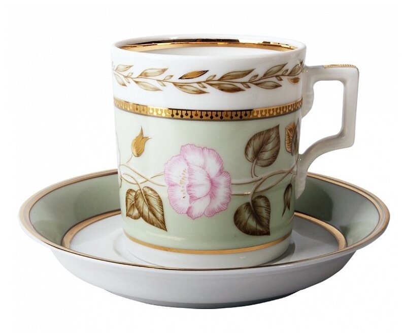 фото Чайная пара Императорский фарфоровый завод Нефритовый фон 1, форма Гербовая