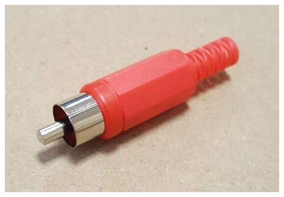 1 шт, Разъем RCA (Male), штекер на кабель под пайку, красный