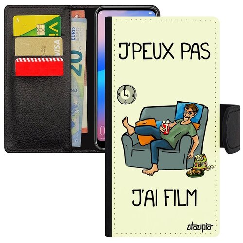 фото Стильный чехол книжка на смартфон // galaxy a10 // "не могу - у меня фильм!" шутка манга, utaupia, белый