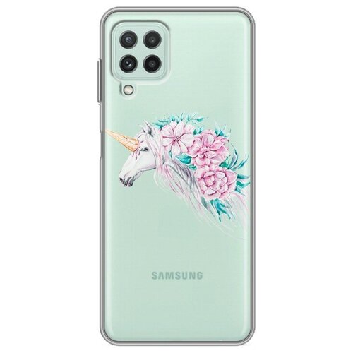 Полупрозрачный дизайнерский силиконовый чехол для Samsung Galaxy A22 Прозрачные цветочки полупрозрачный дизайнерский силиконовый чехол для samsung galaxy a03s прозрачные бабочки