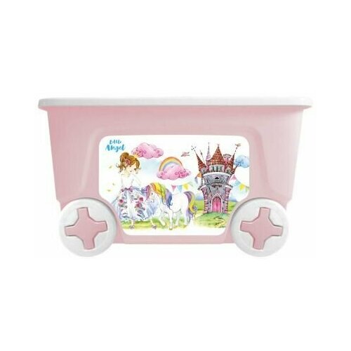 фото Контейнер для игрушек little angel "сказочная принцесса" (колеса, 50 л, розовый)