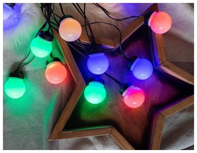 Ретро гирлянда пастельные шары, 20 LED-огней, 9.5+3 м, черный провод, уличная, Kaemingk (Lumineo) 492969