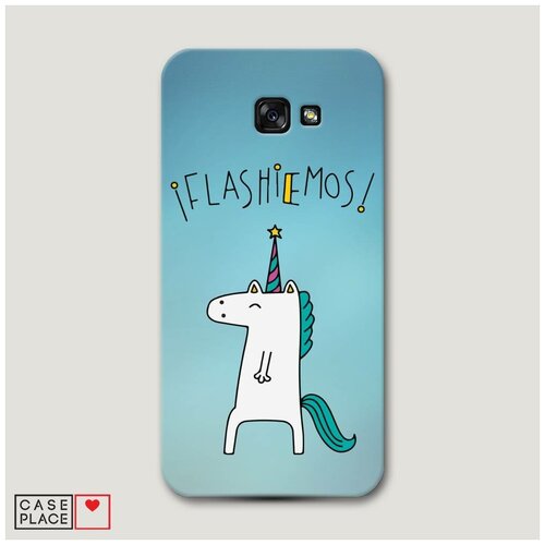 фото Чехол пластиковый samsung galaxy a7 2017 единорог на голубом фоне case place