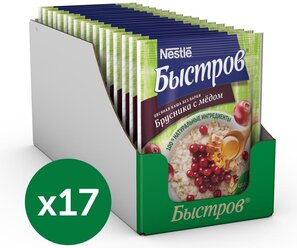 Быстров Каша овсяная Брусника с медом без варки, порционная (17 шт.), 1 уп.