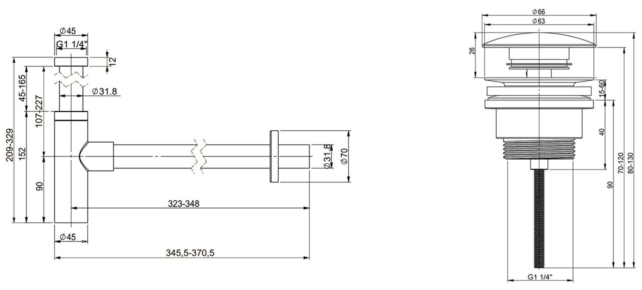 Промо-набор 2 в 1 Wellsee Drainage System 182120003, сифон для раковины, донный клапан, цвет матовый черный - фотография № 10
