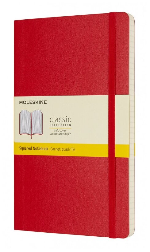 Блокнот Moleskine CLASSIC SOFT QP617F2 Large 130х210мм 192стр. клетка мягкая обложка красный