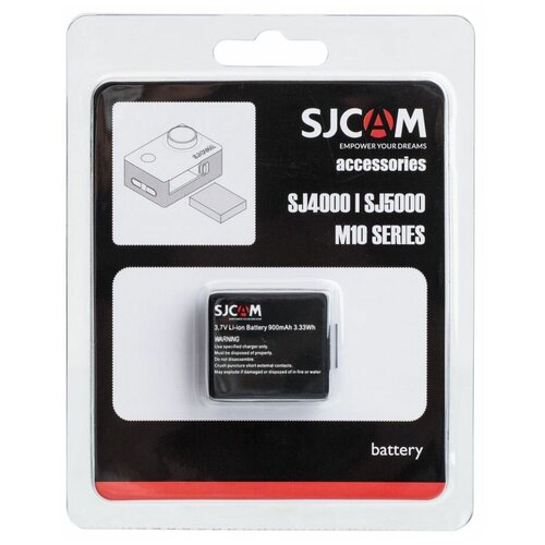 Аккумулятор SJCAM 3,7V 900mAh 3.33Wh для экшн-камер, блистер акб для экшн камер rapture 009 900mah sj cam eken и д р