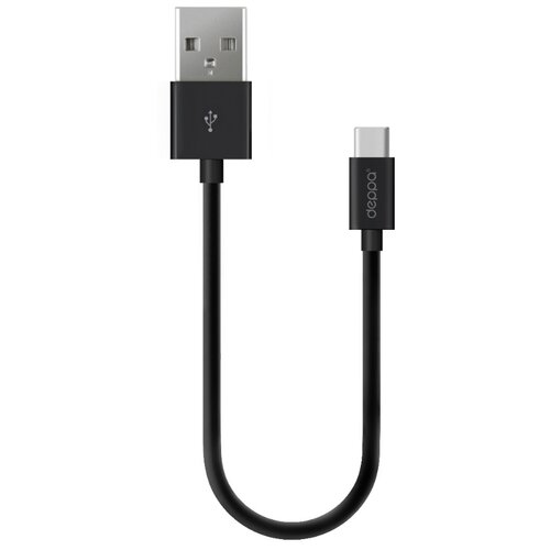 Кабель Deppa USB Type-A - USB Type-C (72313), 2 м, 1 шт., черный.. дата кабель alum usb a usb type c алюминий нейлон usb 2 0 2 4а 1 2м черный deppa 72328