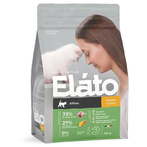 Сухой корм для котят Elato Holistic Kitten с курицей и уткой 300г