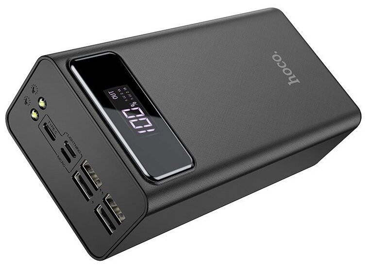 Внешний аккумулятор Power Bank с цифровым дисплеем и фонариком Hoco J65B 50000 mAh Черный