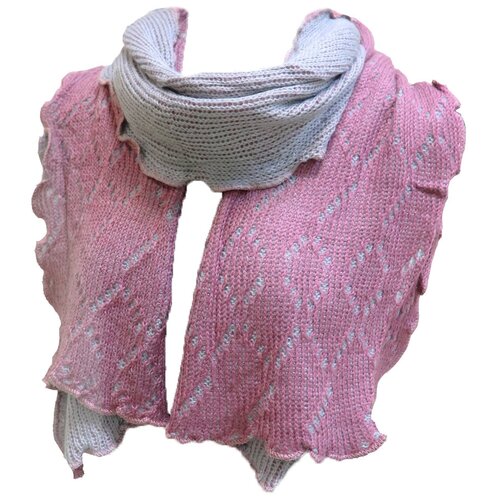Шарф Crystel Eden,190х40 см, розовый, серый шарф crystel eden с бахромой 200х60 см серый розовый