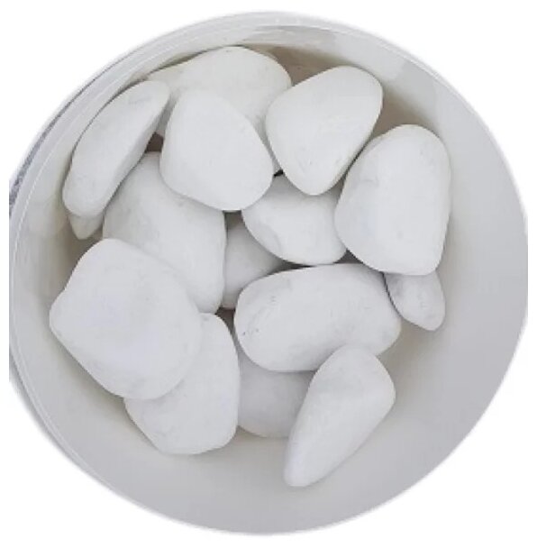 Белый кварц галтованный камни для бани сауны средний размер для печей в коробке 10 кг