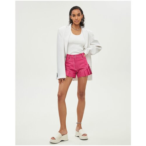 фото Шорты джинсовые со складками shi-shi (40, малина)