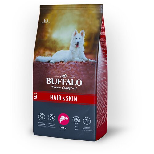 Mr.Buffalo HAIR & SKIN CARE для собак средних и крупных пород лосось 0,8кг