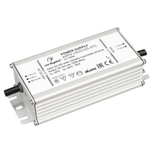 Блок питания ARPV-UH24120-PFC (24V, 5.0A, 120W) (Arlight, IP67 Металл, 7 лет)