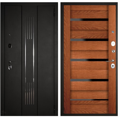 Входная дверь Моцарт Правая 2050x860 Антрацит черный / Темный орех