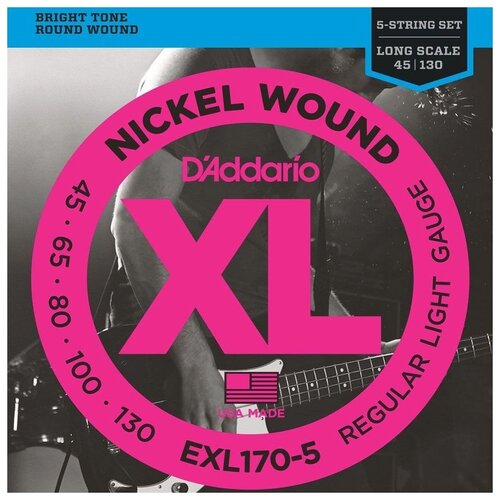 Набор струн D'Addario EXL170-5, 1 уп. rx s5c rx – stainless комплект струн для 5 струнной бас гитары нерж сталь 45 130 la bella