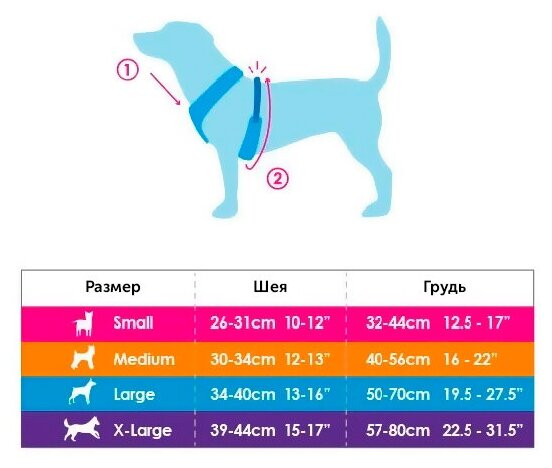 DOOG Шлейка для собак "NEOFLEX GROMIT", розово-синяя, S, 32-44см (Австралия) - фото №6