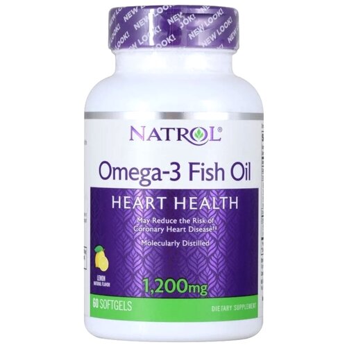 Купить Natrol Omega-3 Fish Oil 1200mg 60 softgels / Омега-3 рыбий жир лимонные мягкие капсулы 1200 мг 60 капс