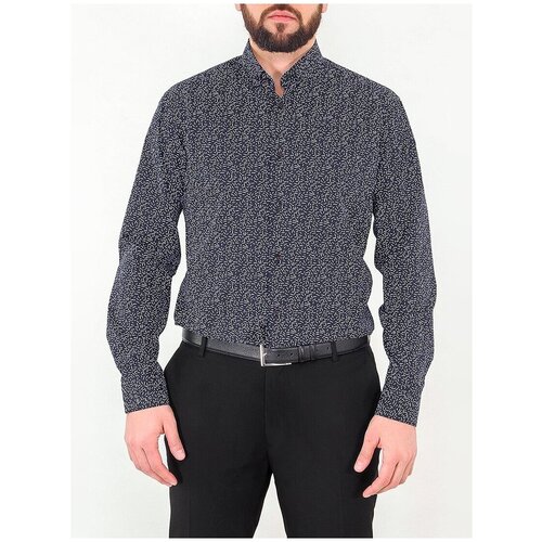 фото Рубашка мужская длинный рукав greg 213/139/1302/z/b/1, полуприталенный силуэт / regular fit, цвет синий, рост 174-184, размер ворота 39