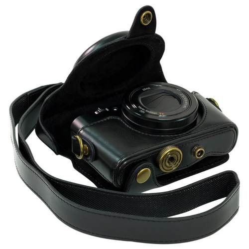 фото Сумка-футляр-чехол mypads 2 в 1 из качественной импортной кожи для фотоаппарата canon powershot g16 черного цвета