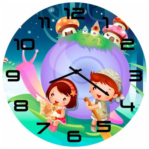 фото Svs настенные часы svs 4002610 две девочки в абстрактном мире