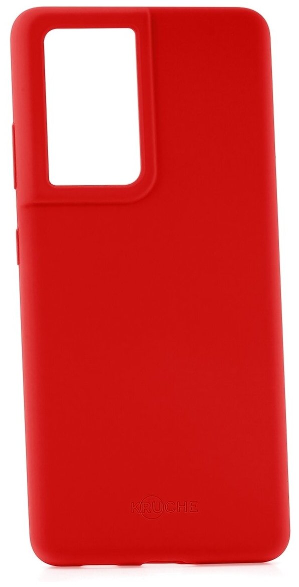 фото Чехол на Samsung Galaxy S21 Ultra Kruche Silicone Plain Red, противоударный пластиковый кейс, защитный силиконовый бампер, софттач накладка однотонная