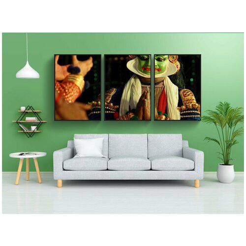 фото Набор модулных постеров для интерьера "керала, индия, портрет" 60x90 см. в тубусе, без рамки lotsprints