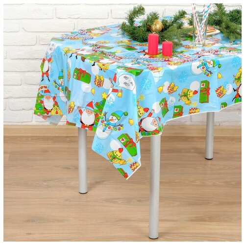 фото Скатерть «дед мороз и снеговик», 108х180 см страна карнавалия