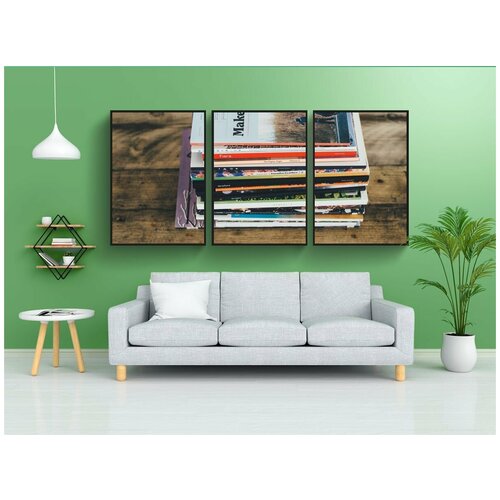 фото Набор модулных постеров для интерьера "книги, сложены, стол" 60x90 см. в тубусе, без рамки lotsprints