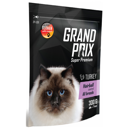 Корм сухой для кошек для выведения шерсти из желудка Grand Prix Hairball Control, индейка, 0.3 кг