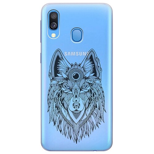 фото Ультратонкий силиконовый чехол-накладка для samsung galaxy a40 с 3d принтом "grand wolf" gosso