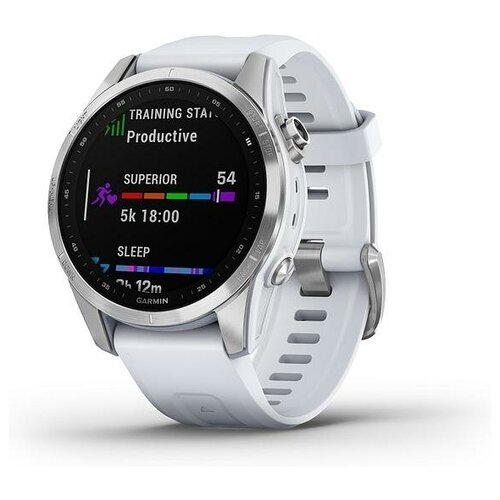 Умные часы Garmin Fenix 7s серебристый с белым силиконовым ремешком 6090000₽