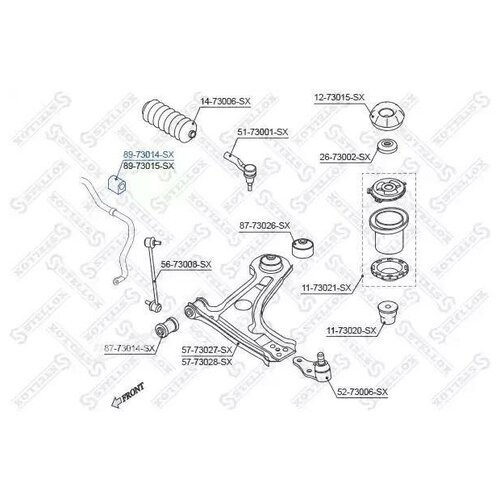 89-73014-Sx_втулка Стабилизатора Переднего! Daewoo Lacetti Sedan/Hatchback 04> Stellox арт. 8973014SX
