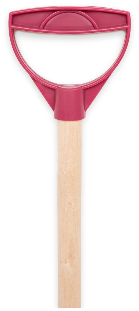 Лопата детская для снега и песка деревянный черенок с ручкой 65 см, розовая - фотография № 4