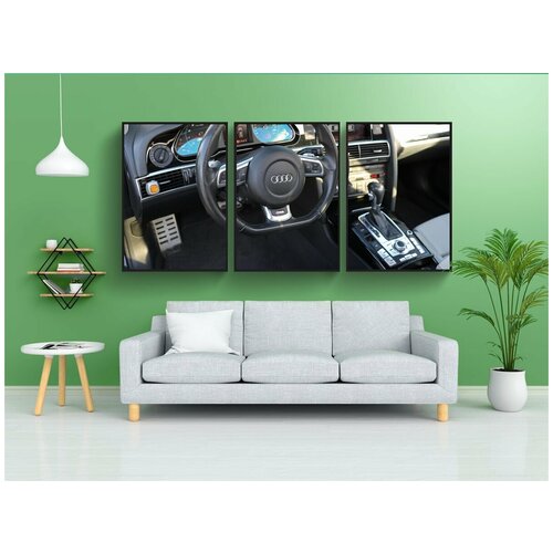 фото Набор модулных постеров для интерьера "audi, кабина, рулевое колесо" 60x90 см. в тубусе, без рамки lotsprints