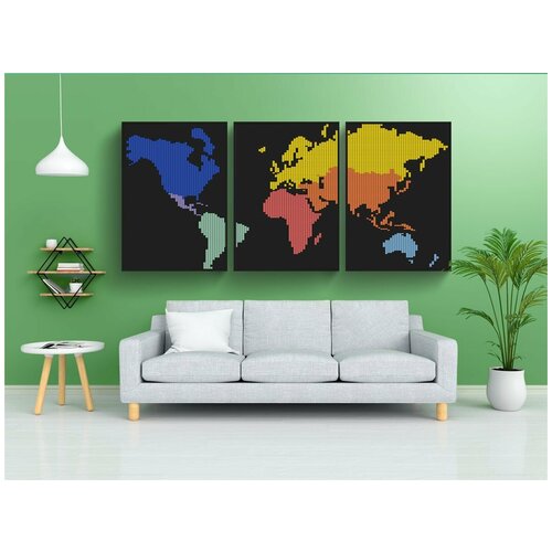 фото Набор модулных постеров для интерьера "карта мира, плакат, интернет сайт" 60x90 см. в тубусе, без рамки lotsprints