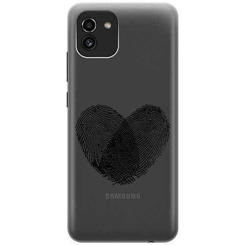 Силиконовый чехол с принтом Lovely Fingerprints для Samsung Galaxy A03 / Самсунг А03 матовый чехол lovely fingerprints w для samsung galaxy a03 самсунг а03 с 3d эффектом черный