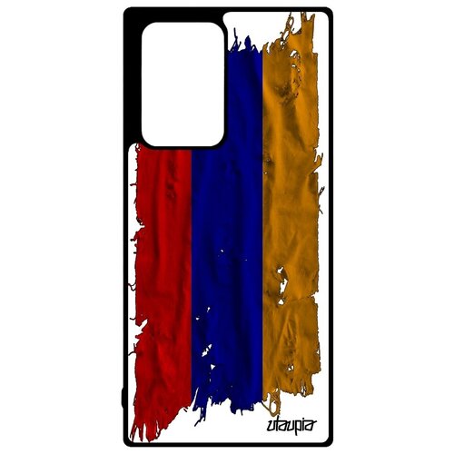 фото Противоударный чехол для мобильного // galaxy note 20 ultra // "флаг армении на ткани" государственный стиль, utaupia, белый