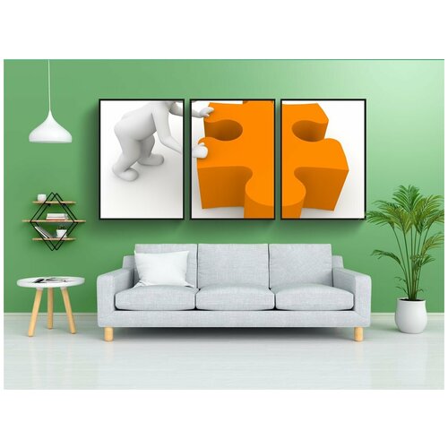 фото Набор модулных постеров для интерьера "головоломка, сотрудничество, все вместе" 60x90 см. в тубусе, без рамки lotsprints