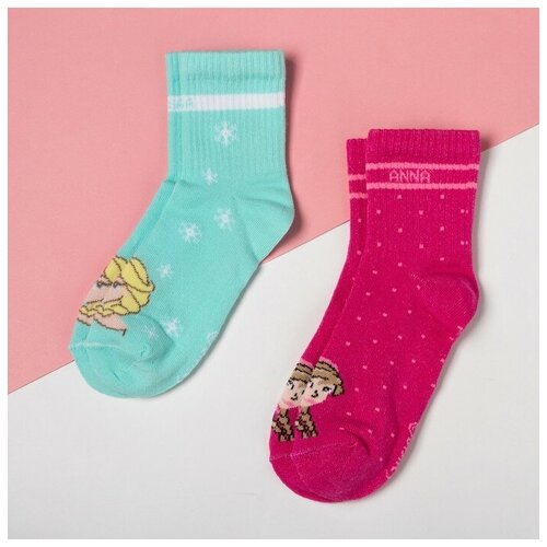 Носки Kaftan 2 пары, размер 16-18, розовый, голубой носки kaftan для девочек 2 пары размер 16 18 белый розовый