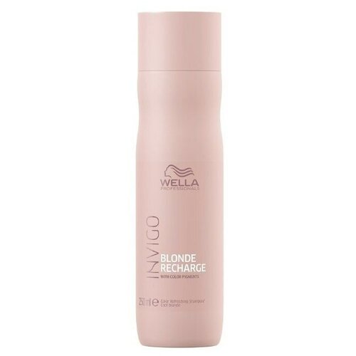 Wella Invigo Blonde Recharge Shampoo - Шампунь-нейтрализатор желтизны для холодных светлых оттенков 250 мл шампунь для волос wella professionals шампунь нейтрализатор желтизны invigo blonde recharge color refreshing shampoo