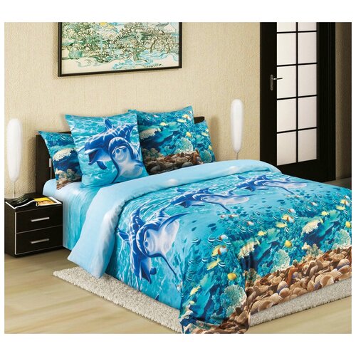 фото Постельное белье «дельфины 1», бязь (семейный) текс-дизайн